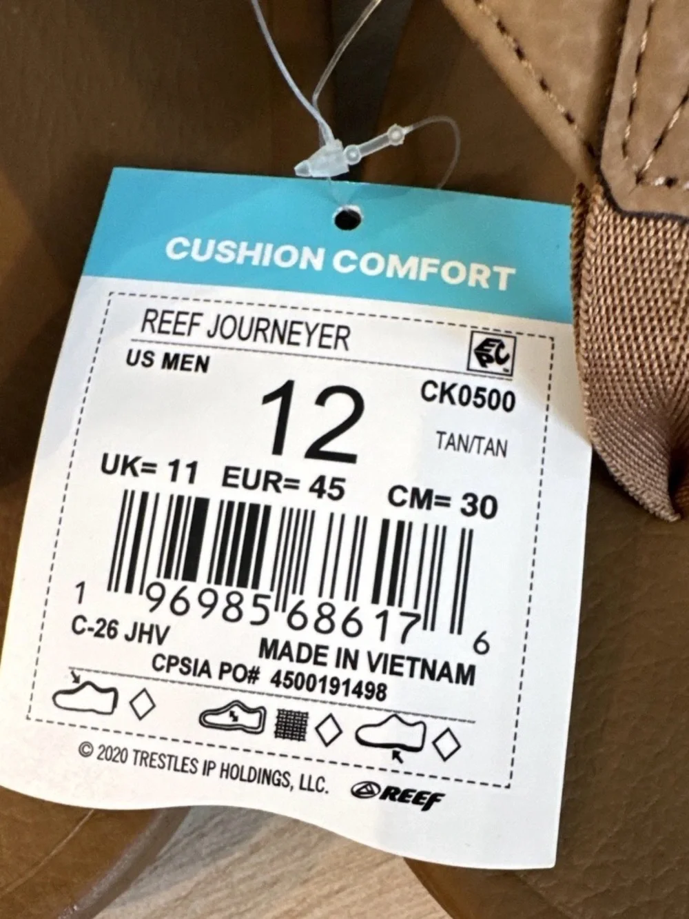 Reef Journeyer Cushioned Comfort Flip Flop Sandals Brown Logo Men US 12